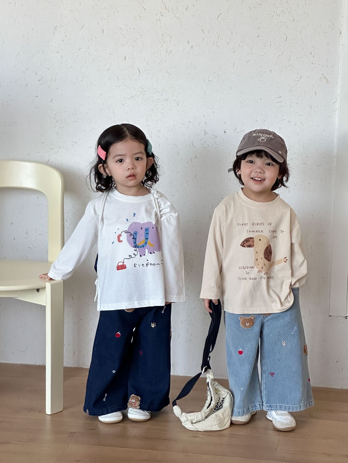 【80-150cm】可愛動物寬鬆純棉T恤