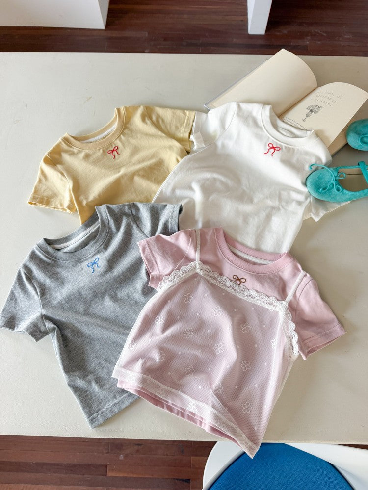 【100-170cm】精緻點睛刺繡蝴蝶結T