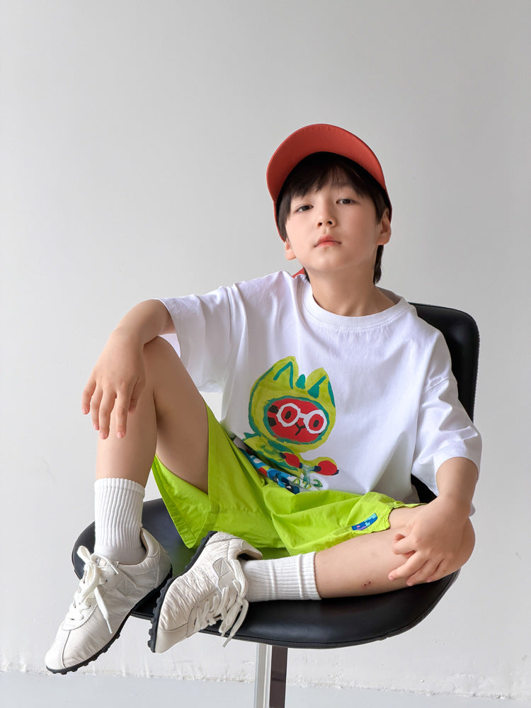 【100-170cm】卡通涼感寬鬆全棉T