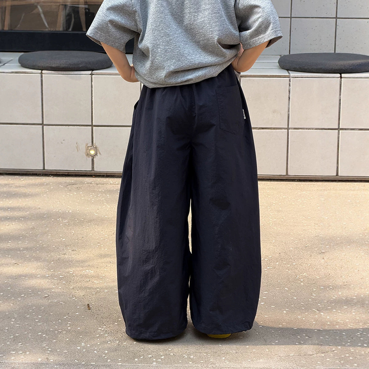 【100-170cm】涼感防潑水可束腳休閒褲