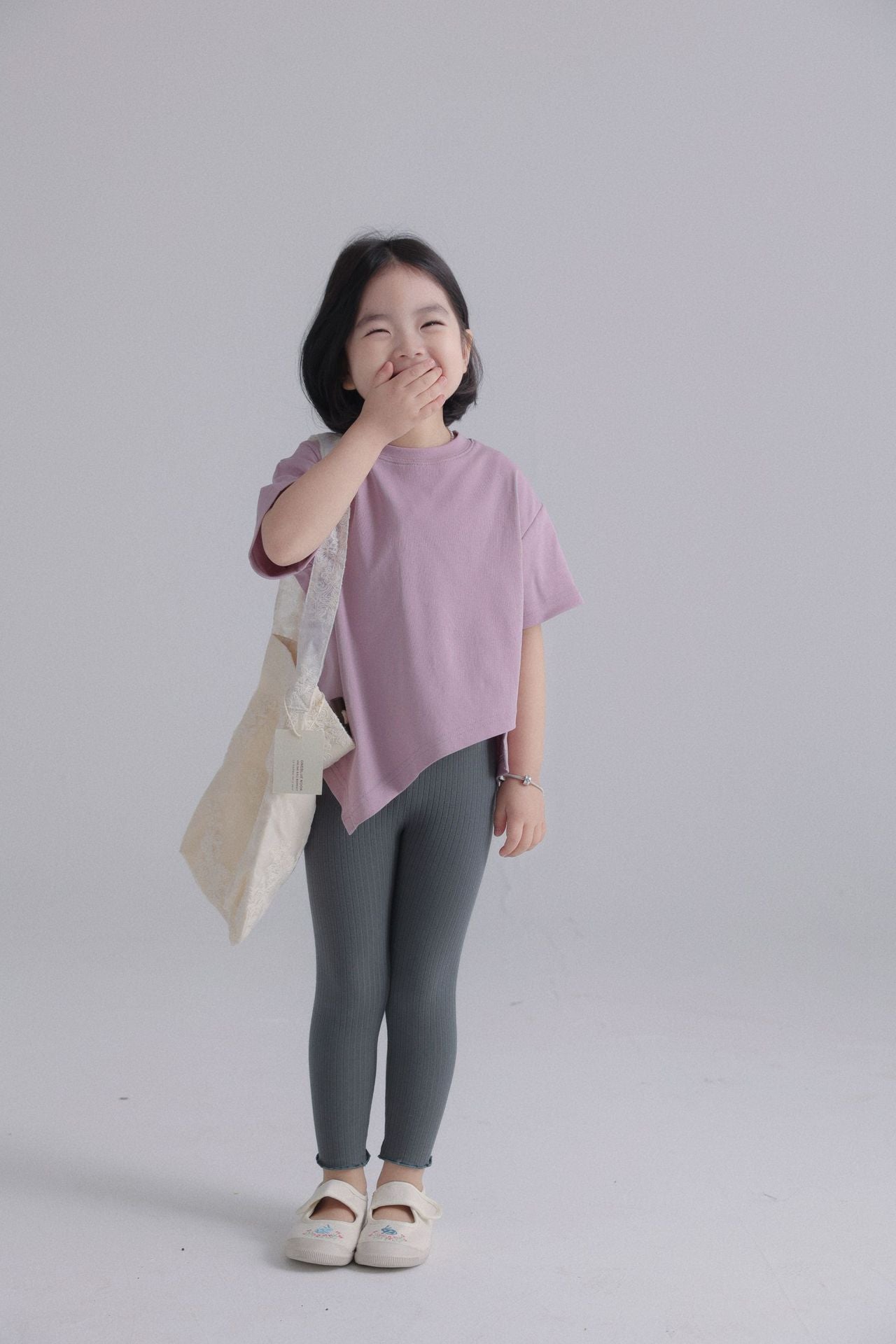 【90-150cm / F】【親子裝】日系薄款彈性坑條密邊打底褲