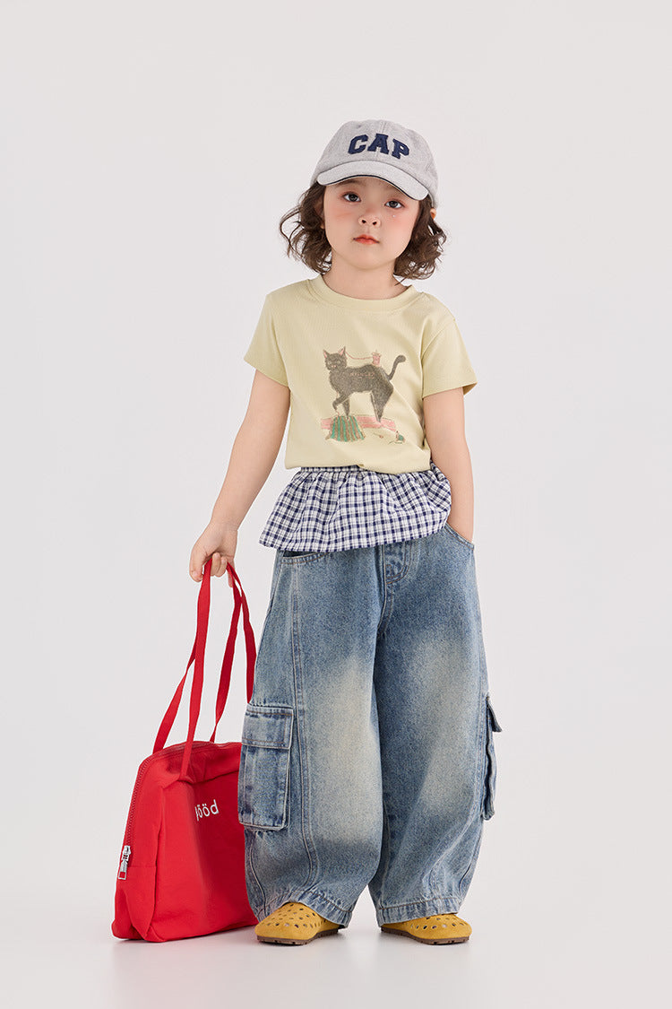 【90-150cm】工裝牛仔褲