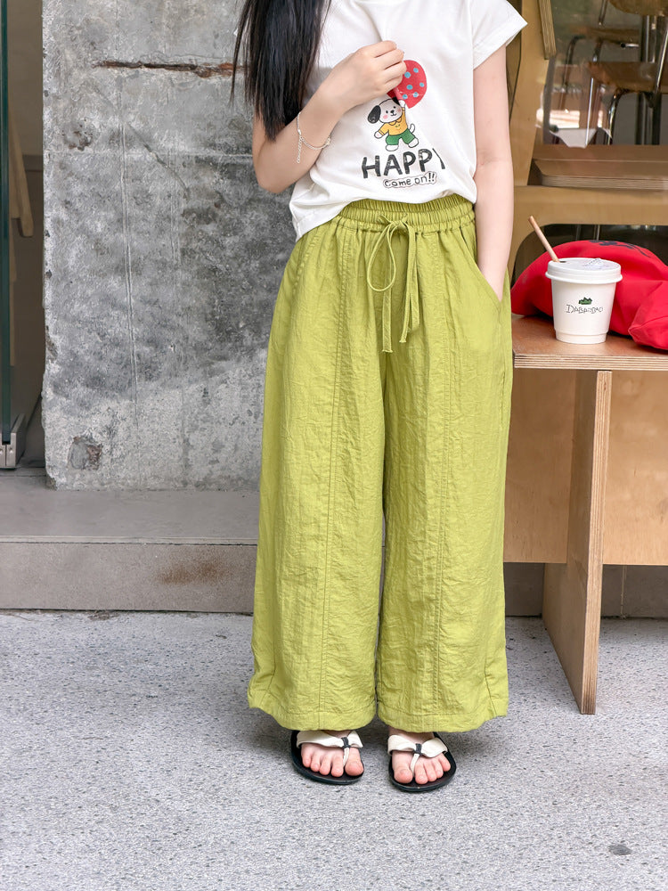 【100-170cm】肌理感水洗不易皺竹棉涼感防蚊褲