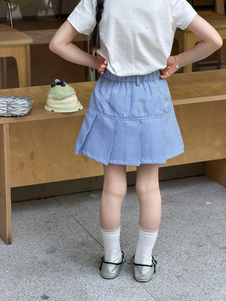 【100-170cm】韓系學院風甜妹格紋百褶短裙