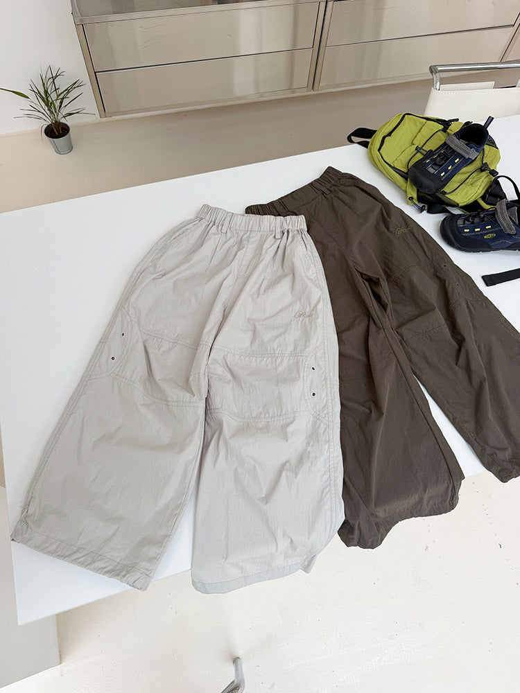 【100-170cm】水洗棉輕薄耐穿工裝褲