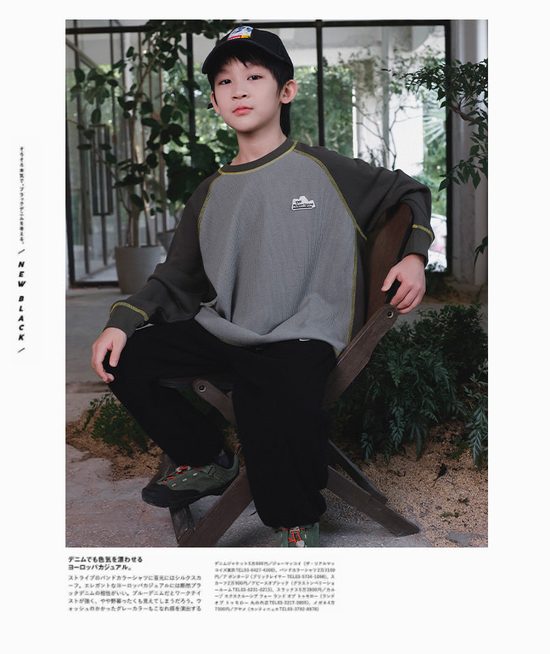 【現貨 110cm】華夫格拼接上衣