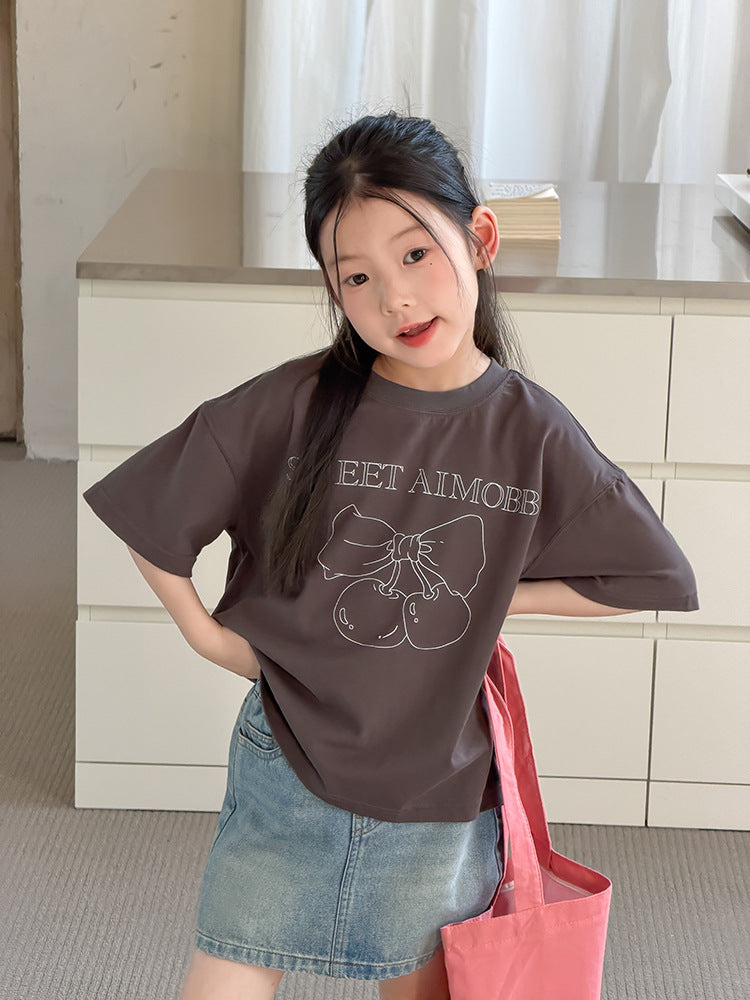【100-170cm】韓版甜美蝴蝶結Ｔ