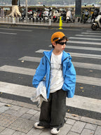 【90-160cm】休閒防風戶外衝鋒衣連帽外套