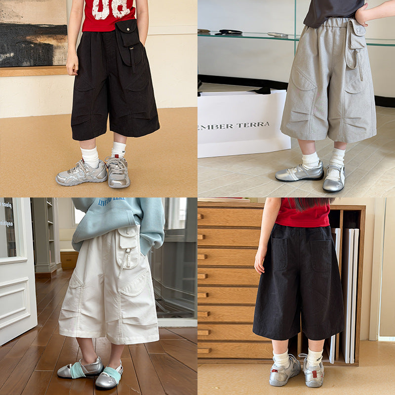 【100-170cm】工裝休閒七分褲
