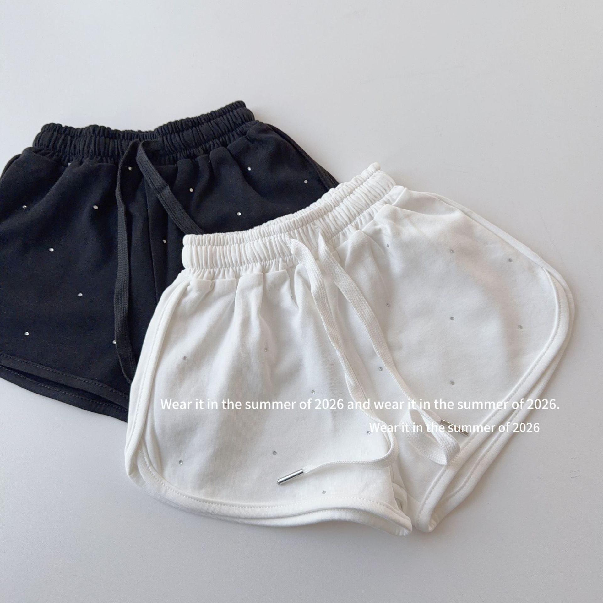 【90-150cm】亮鑽爆閃休閒短褲