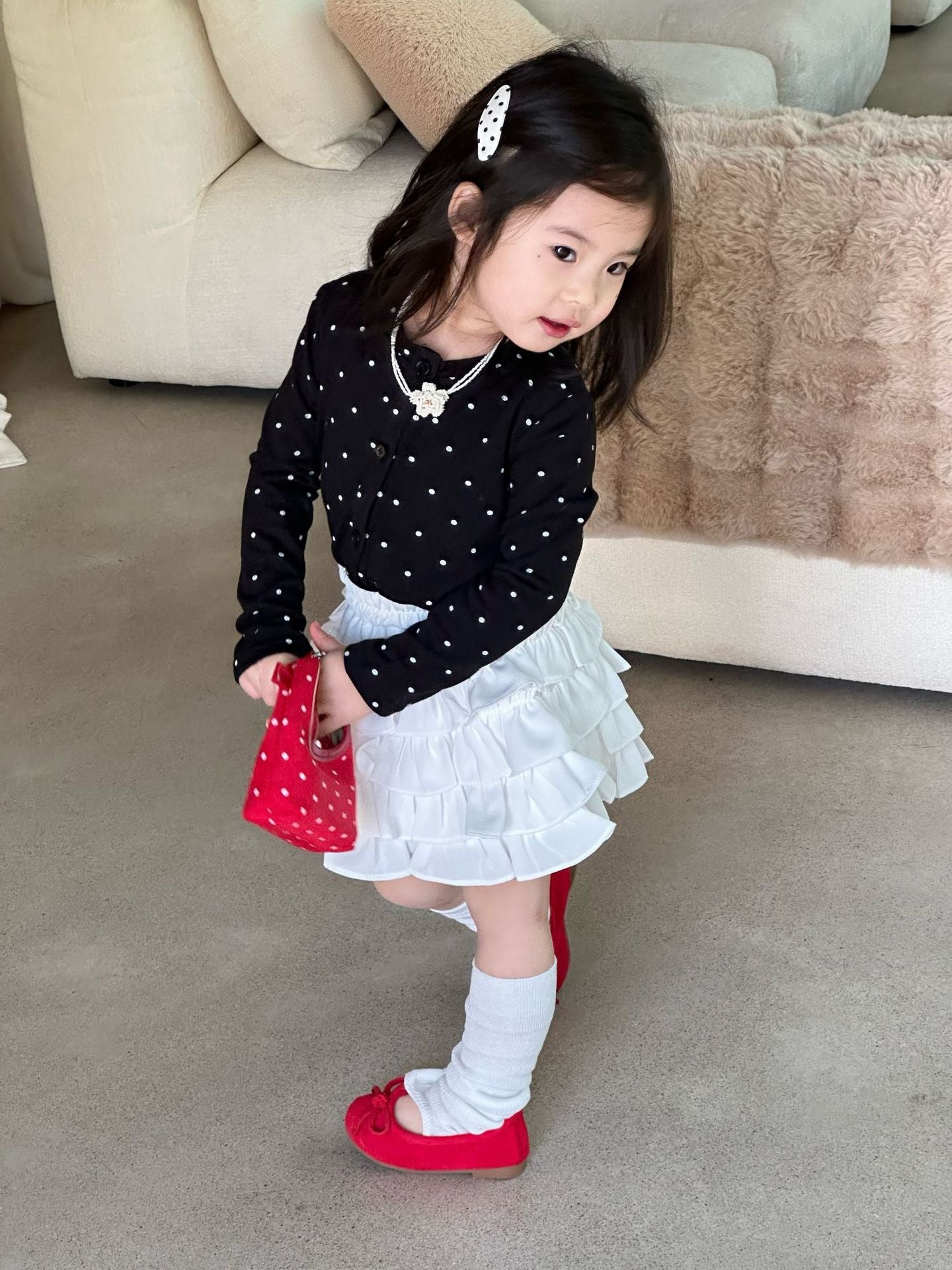 【90-140cm】波點針織外套 | 蛋糕裙