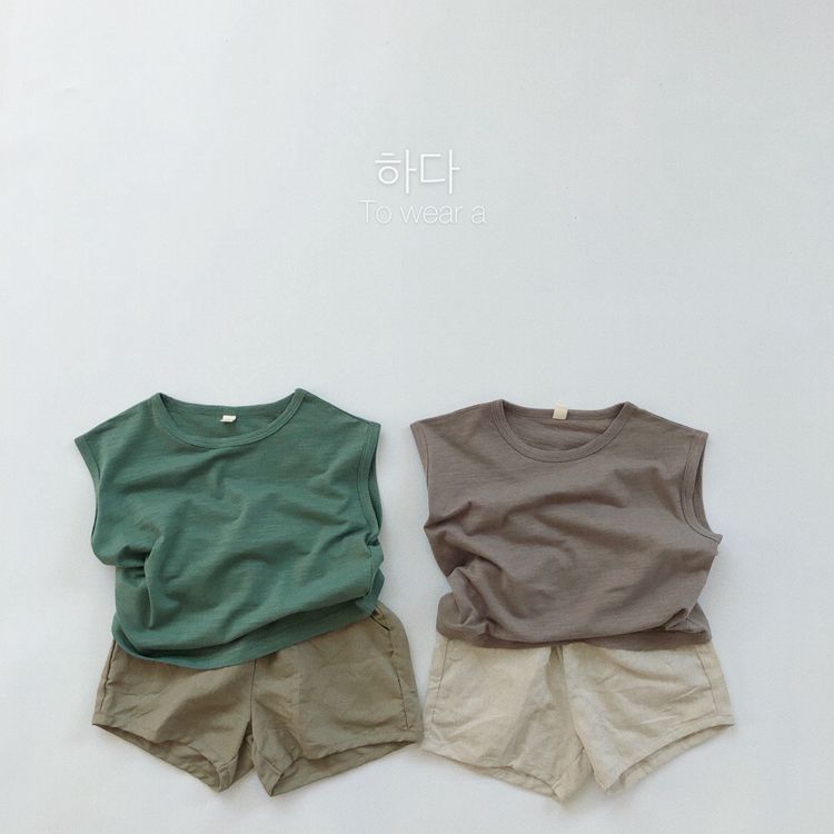 【80-130cm】基礎款棉麻水洗短褲