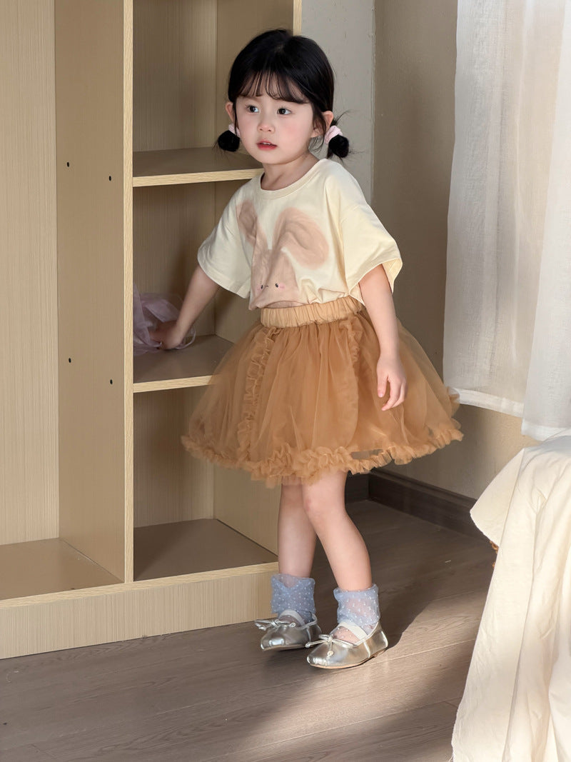 【90-140cm】可愛兔子T全棉短袖上衣