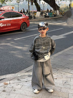 【90-160cm】條紋設計感街頭帥氣長袖打底衫