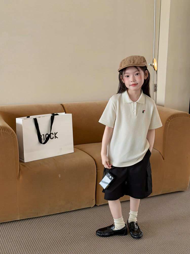 【100-170cm】學院風純色/波點翻領POLO衫
