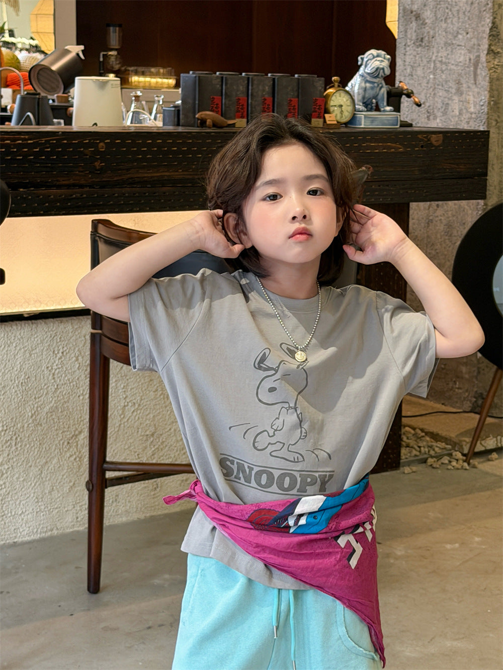 【90-150cm】韓版snoopy印花短袖