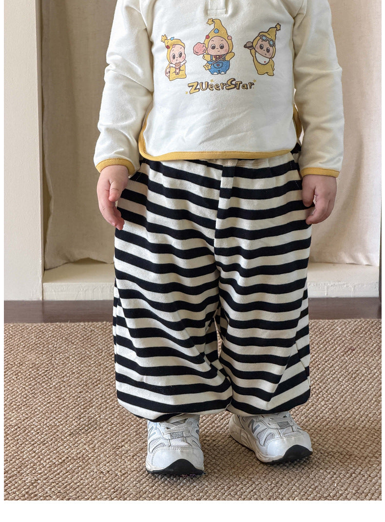 【73-110cm】星星連帽長袖 | 黃色針織開衫 | 條紋束腳褲