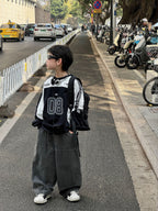 【90-160cm】帥氣街頭寬鬆撞色長袖純棉T