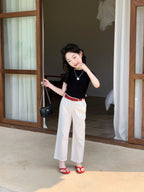 【90-150cm】美式牛仔棉窄直筒褲