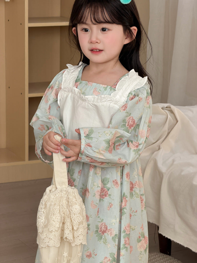 【90-140cm】罩衫吊帶棉布連身裙