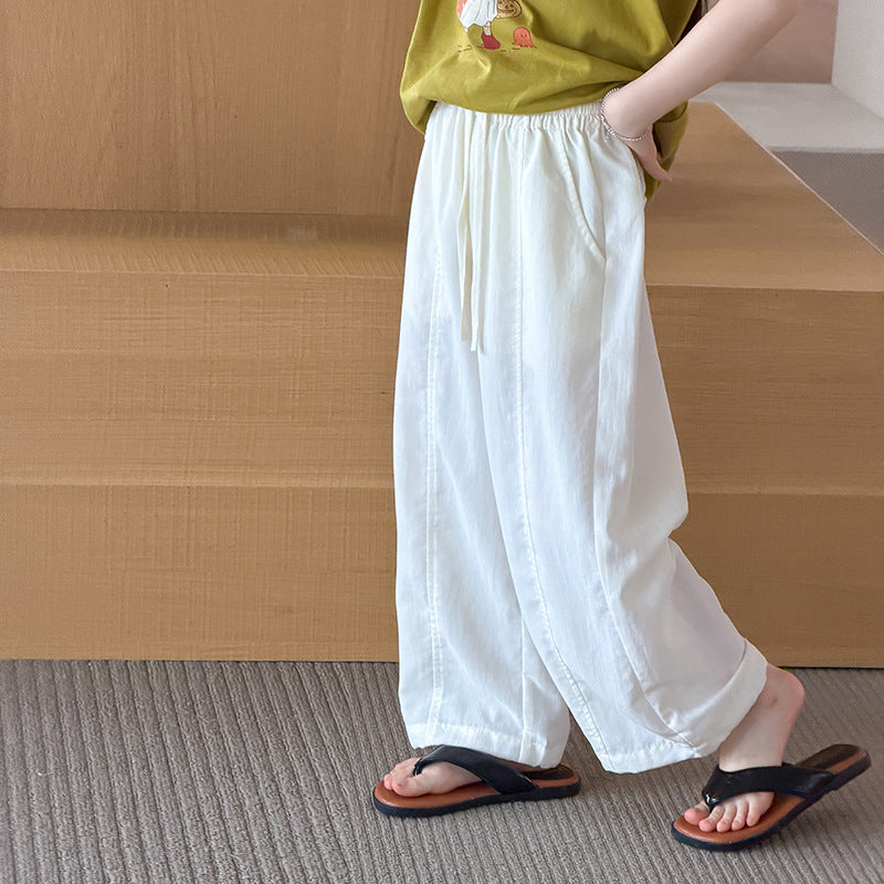 【100-170cm】肌理感水洗不易皺竹棉涼感防蚊褲