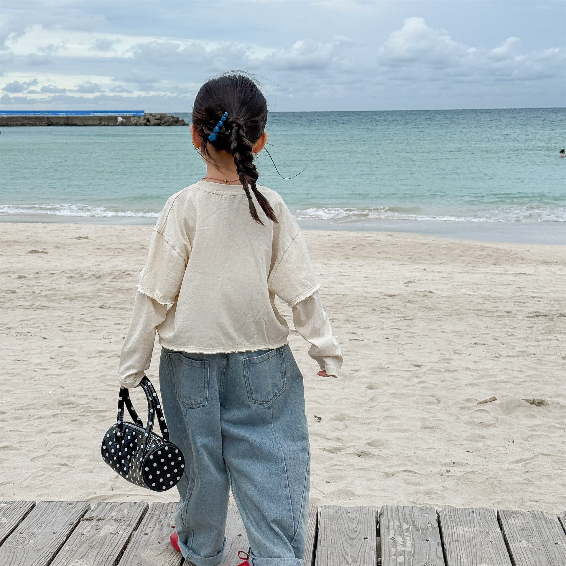 【80-130cm】韓版假兩件T