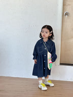 【80-150cm】牛仔連衣裙 | 牛仔襯衫外套