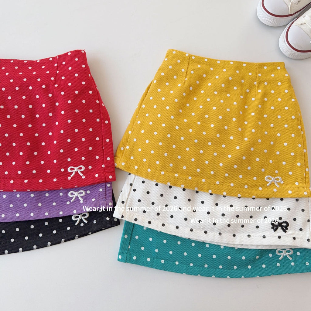 【90-150cm】辣妹高腰波點半身裙