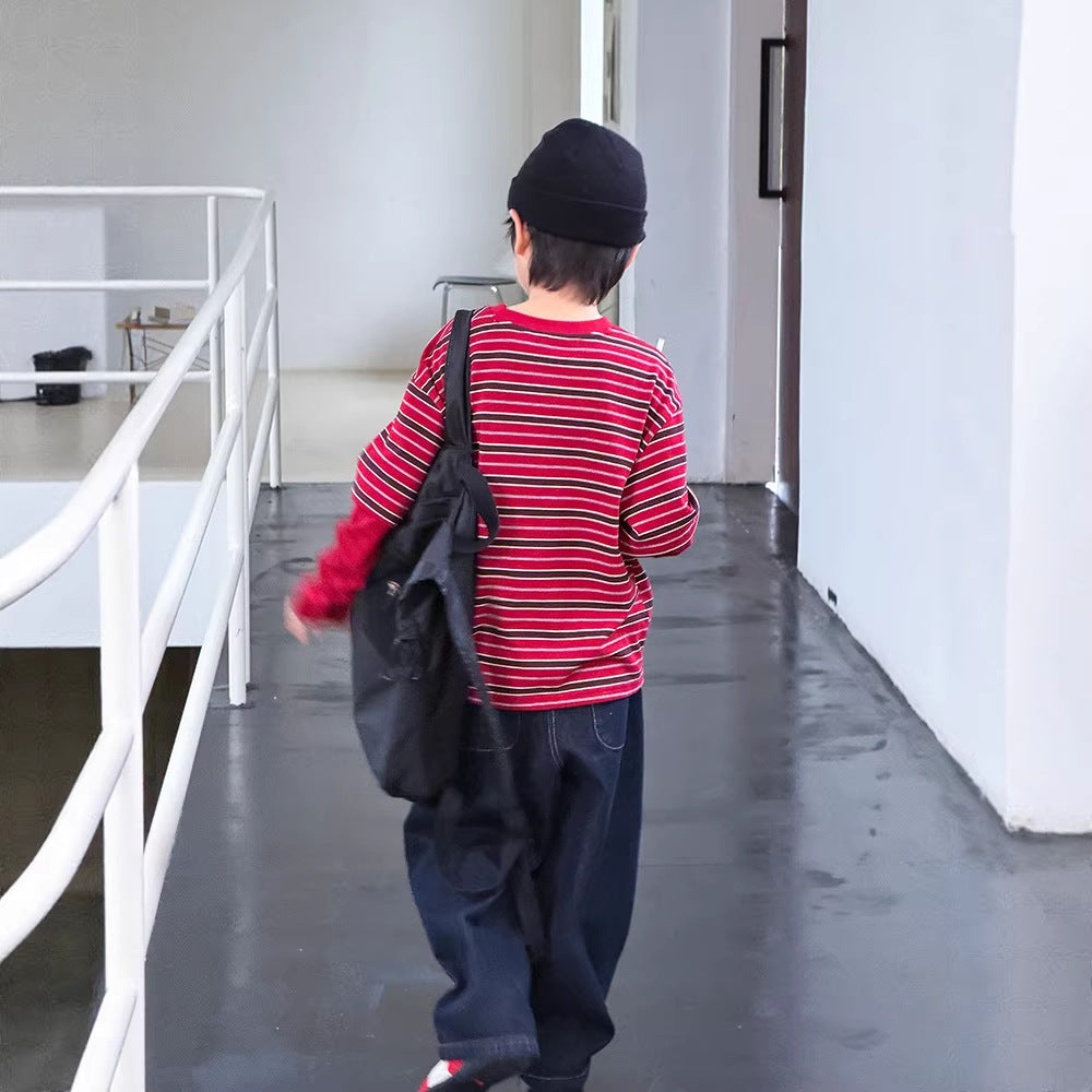 【100-170cm】原色復古彎刀牛仔褲