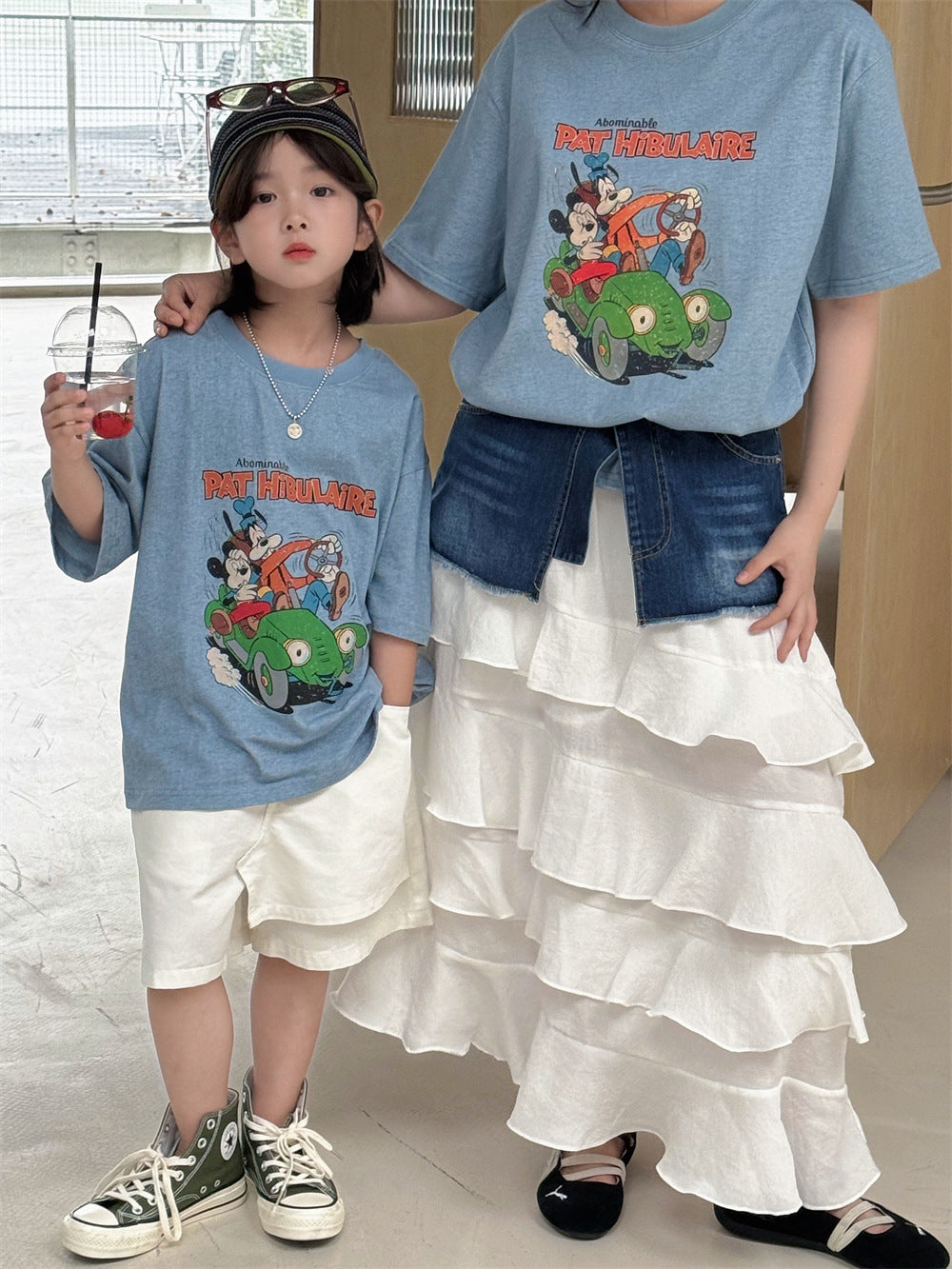 【100-160cm / M.L】【親子款】韓系米奇汽車印花T