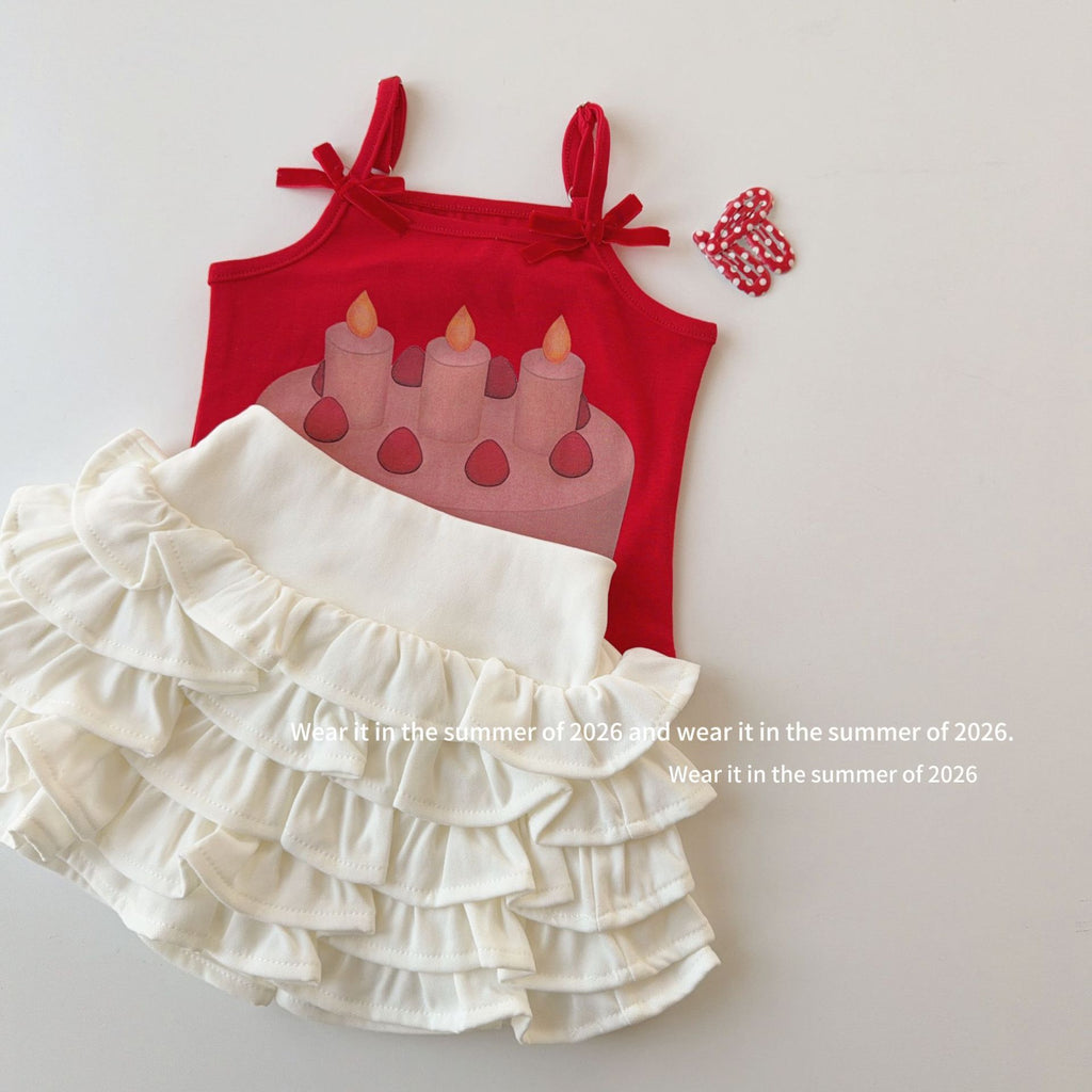 【90-150cm】立體小蛋糕紅色T