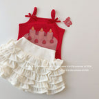 【90-150cm】立體小蛋糕紅色T