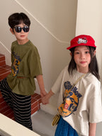 【100-160cm】字母圓領休閒寬鬆短袖