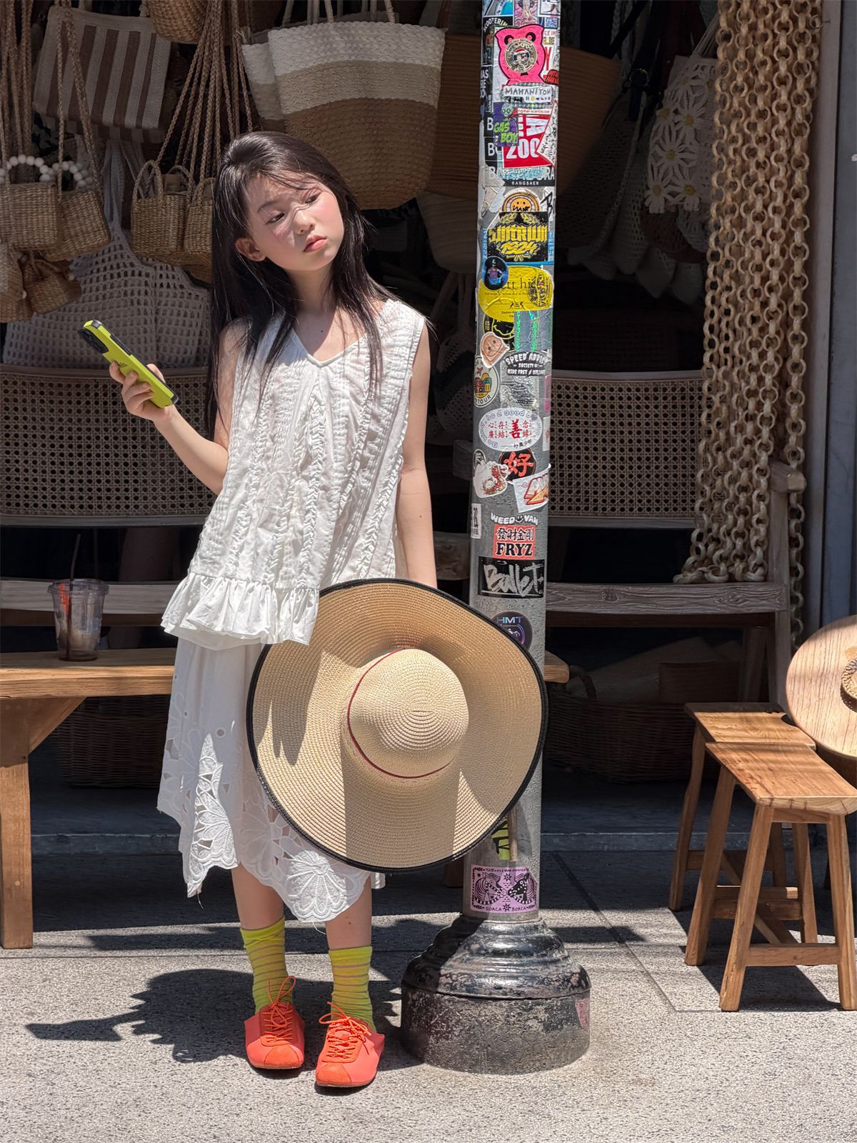 【100-160cm】韓版荷葉邊背心