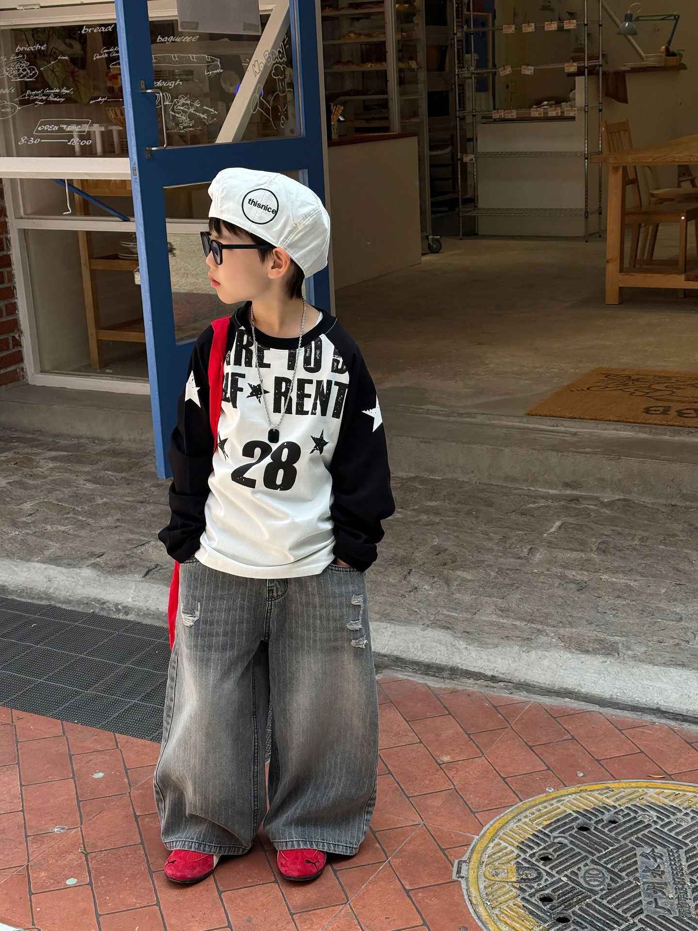 【90-160cm】插肩袖長袖T