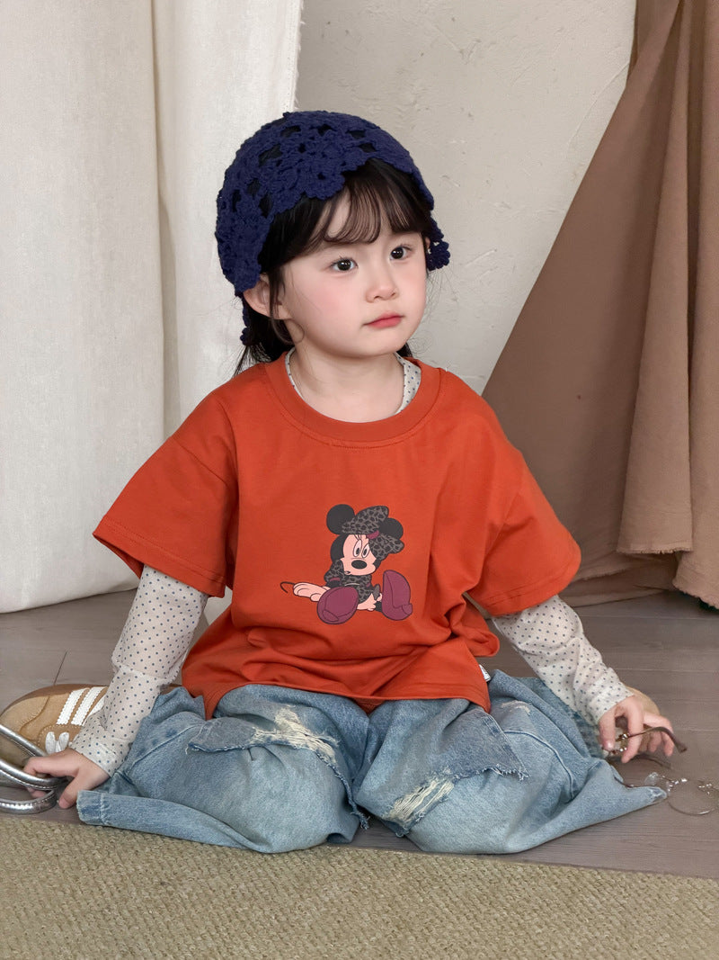 【90-140cm】米妮可愛真兩件上衣 | 破洞牛仔褲