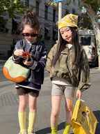 【90-140cm】寬鬆條紋T恤 | 牛仔馬甲 | 不規則針織短褲