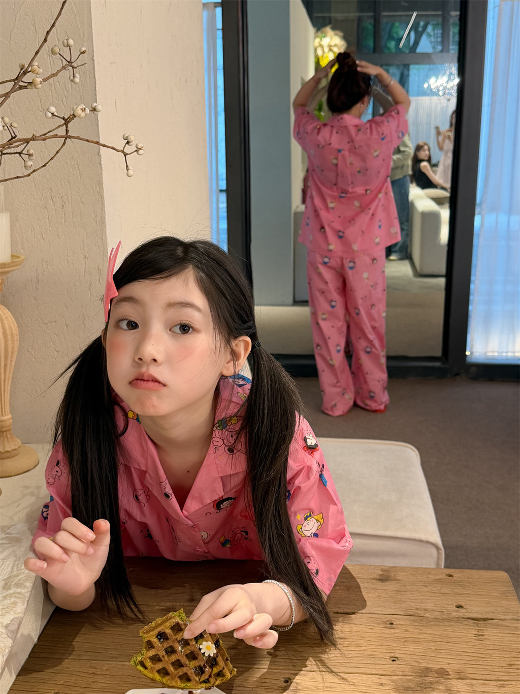 【100-160cm】【親子裝】卡通印花居家服套裝