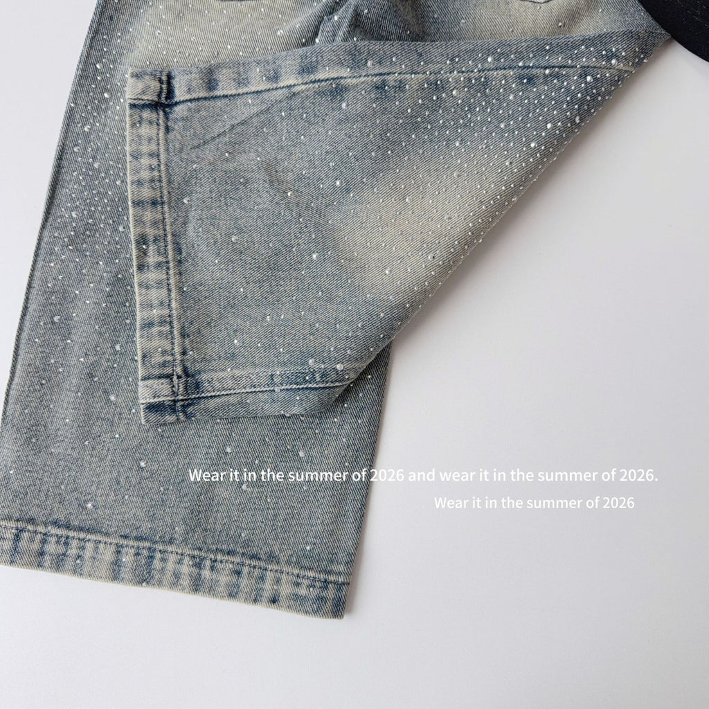 【90-150cm】【雙面鑽】滿鑽燙鑽牛仔褲