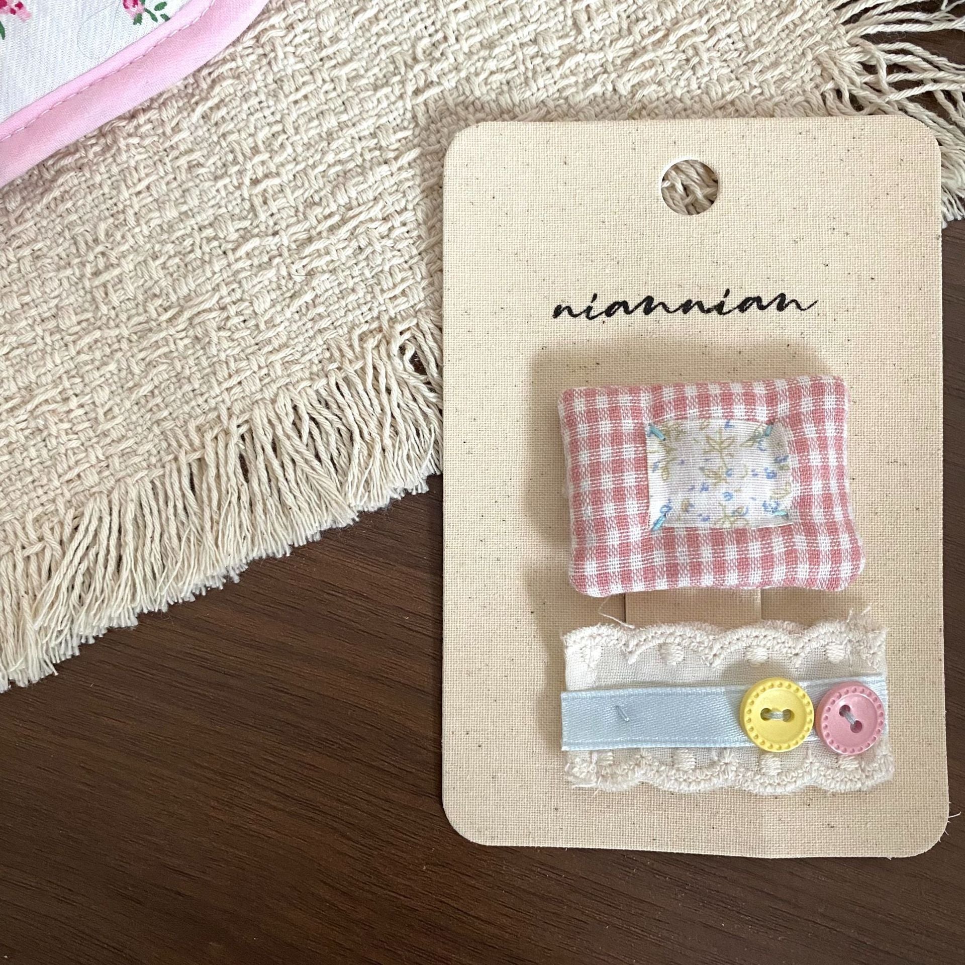 清新蕾絲格紋小兔蝴蝶結髮夾
