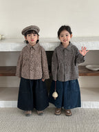 【80-140cm】復古港風豹紋襯衫