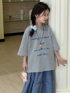 【100-160cm】休閒字母T｜格子半身裙