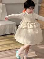 【90-140cm】波點荷葉邊棉布連身裙