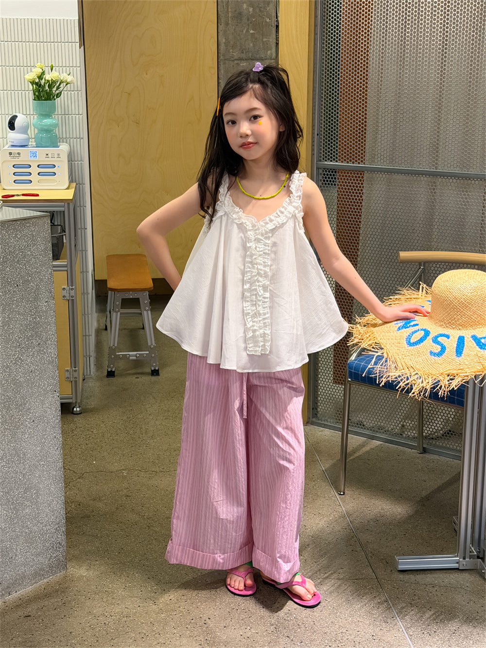 【100-160cm】韓版甜美花邊娃娃衫
