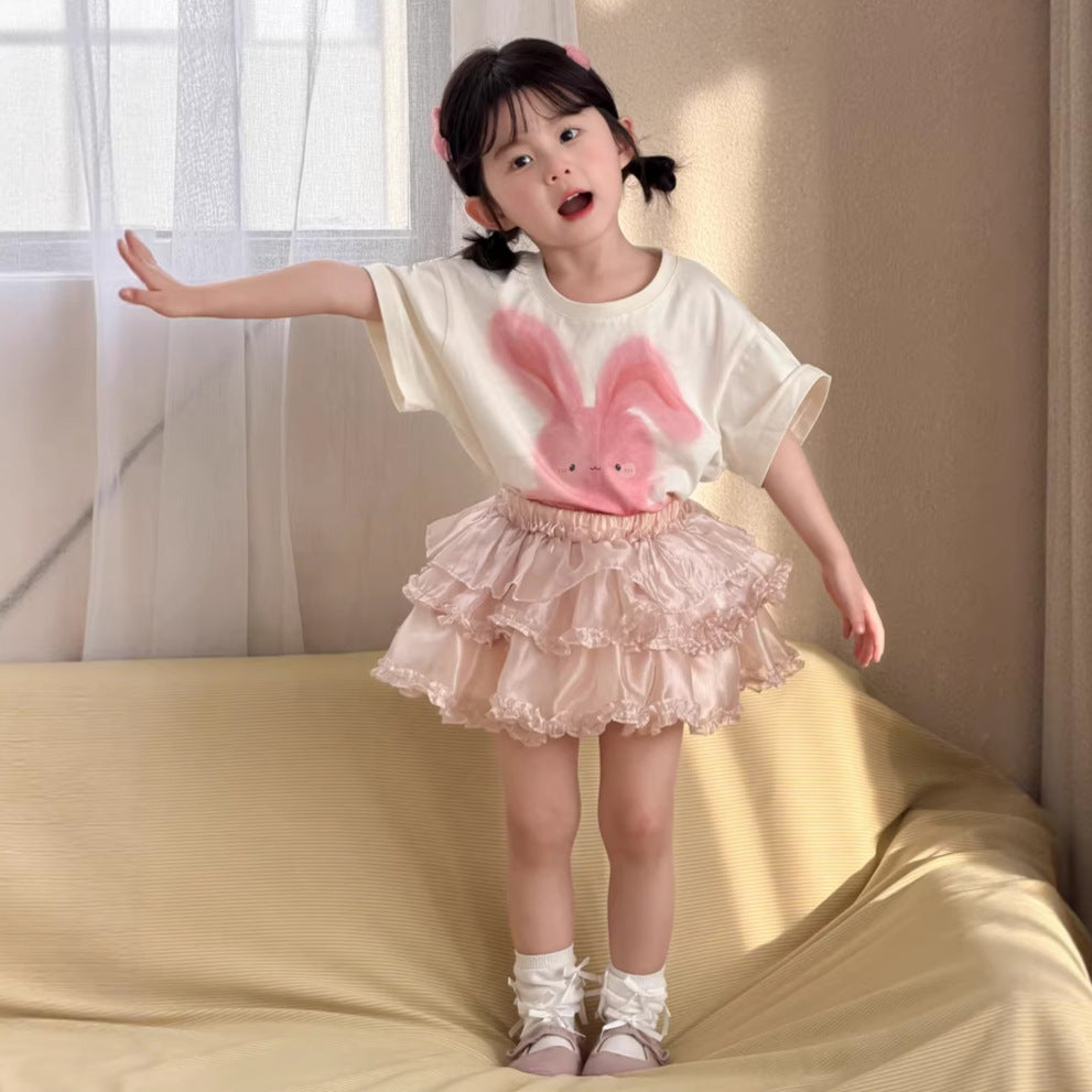 【90-140cm】可愛兔子T全棉短袖上衣
