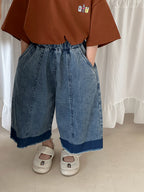 【80-140cm】漸層毛邊牛仔褲