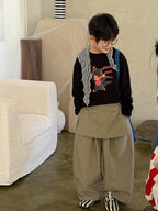 【100-160cm】純色寬鬆慵懶風直筒褲