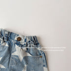 【90-150cm】毛邊破洞五角星熱褲