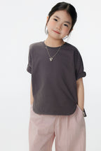 【90-150cm / M.L】【親子裝】日系前擺圓弧寬版短袖