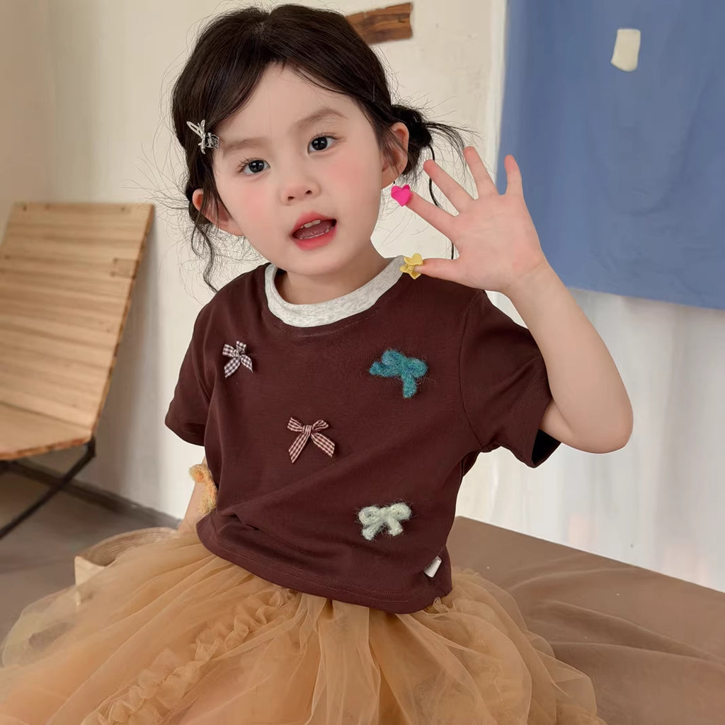 【90-140cm】韓版彩色蝴蝶結T